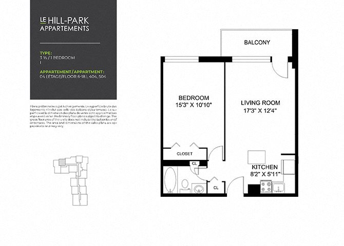 Floor Plan 1C I Floor Plan 1C I at Hill Park, Quebec, H3V 1G1