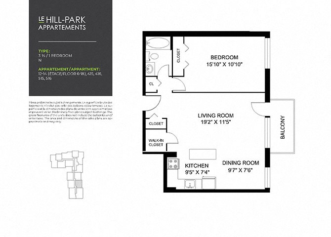 Floor Plan 1C N Floor Plan 1C N at Hill Park, Montreal