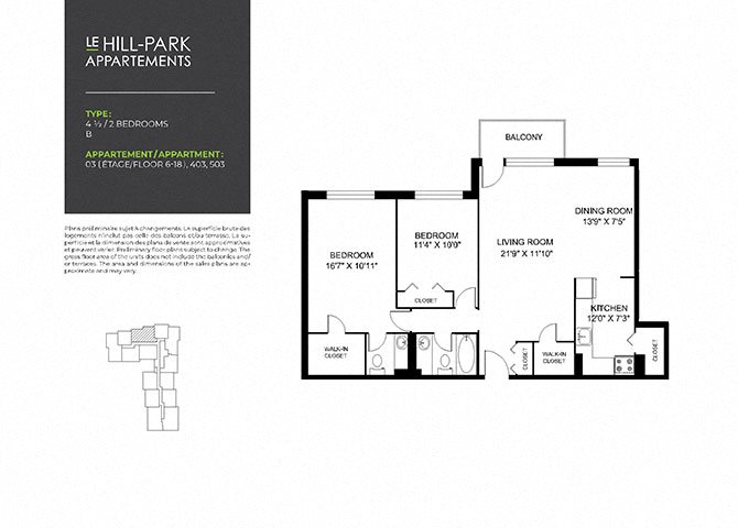 Floor Plan 2C B Floor Plan 2C B at Hill Park, Montreal, QC, H3V 1G1