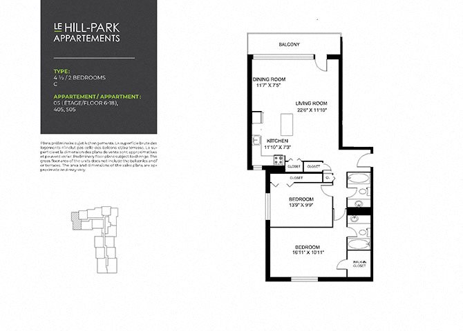 Floor Plan 2C C Floor Plan 2C C at Hill Park, Montreal, H3V 1G1