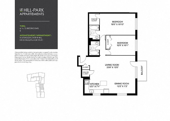 Floor Plan 2C E Floor Plan 2C E at Hill Park, Montreal, QC