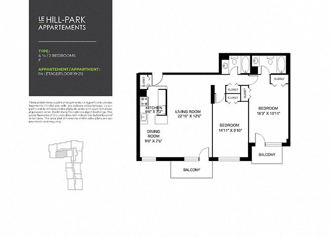 Floor Plan 2C F Floor Plan 2C F at Hill Park, Montreal
