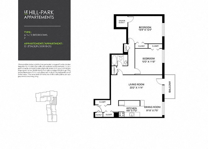 Floor Plan 2C J Floor Plan 2C J at Hill Park, Montreal, QC, H3V 1G1