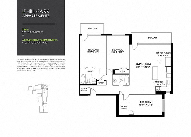 Floor Plan 3C A Floor Plan 3C A at Hill Park, Montreal, H3V 1G1