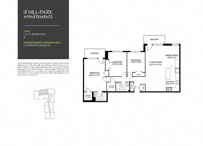 Floor Plan 3C B Floor Plan 3C B at Hill Park, Montreal, Quebec