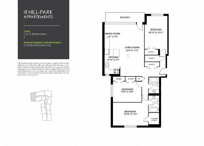Floor Plan 3C C Floor Plan 3C C at Hill Park, Montreal, QC