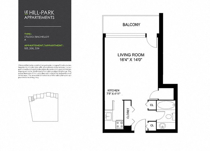 Floor Plan S A Floor Plan S A at Hill Park, Montreal, H3V 1G1