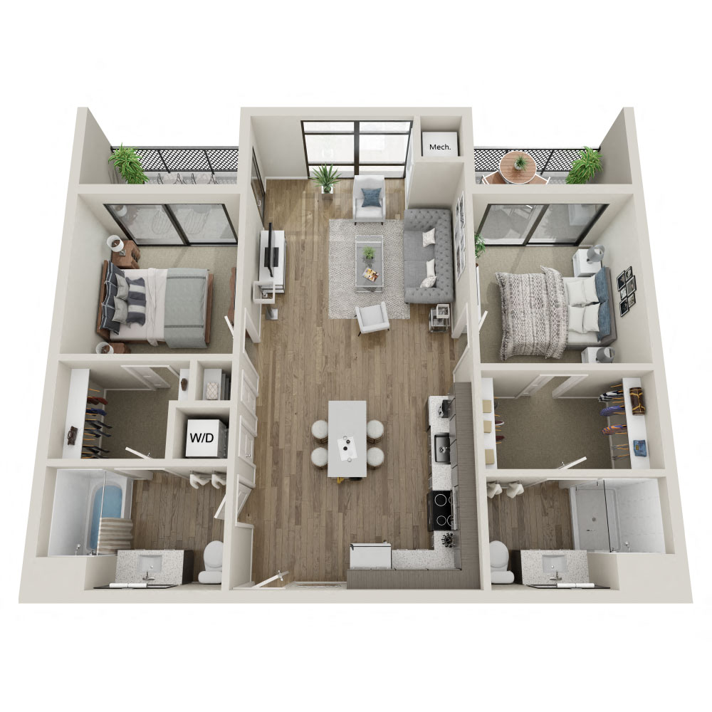 floor plan of a 2 Beds bed 2 Baths bath  square ft apartment