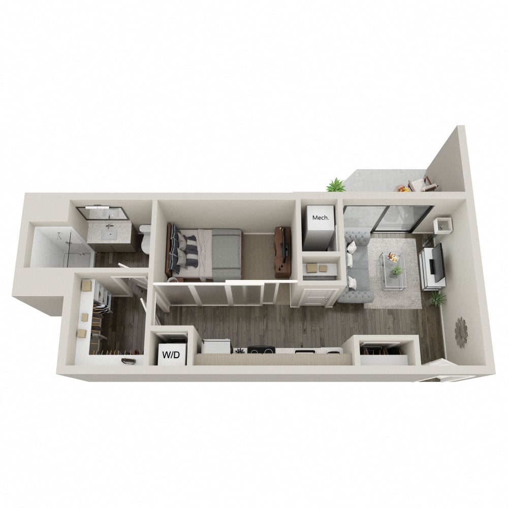 floor plan of a Studio bed 1 Bath bath  square ft apartment