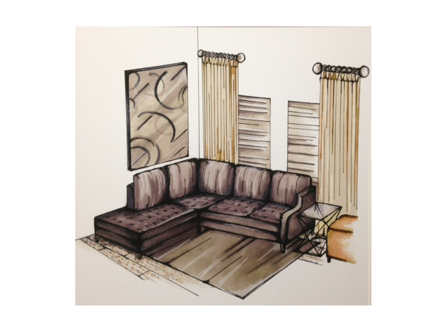 Living Area Sketch at The Tower, Alabama, 35401