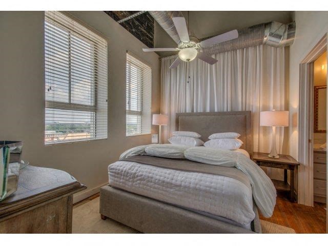 Bedroom With Expansive Windows at The Tower, Tuscaloosa, AL, 35401