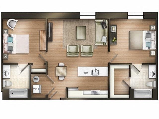 2 bedroom 2 bathroom D Coleman Floor Plan 2 bedroom 2 bathroom D Coleman Floor Plan at The Tower, Tuscaloosa, Alabama