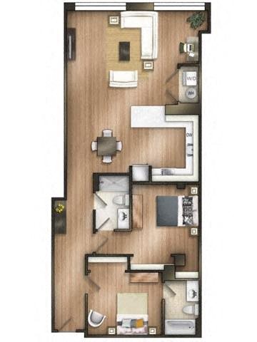 2 bedroom 2 bathroom B Conyers Floor Plan 2 bedroom 2 bathroom B Conyers Floor Plan at The Tower, Alabama, 35401