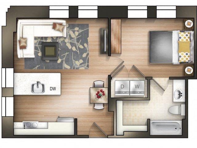 1 bedroom 1 bathroom D Legacy Floor Plan 1 bedroom 1 bathroom D Legacy Floor Plan at The Tower, Tuscaloosa, 35401