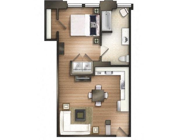 1 bedroom 1 bathroom F Salls Floor Plan 1 bedroom 1 bathroom F Salls Floor Plan at The Tower, Tuscaloosa