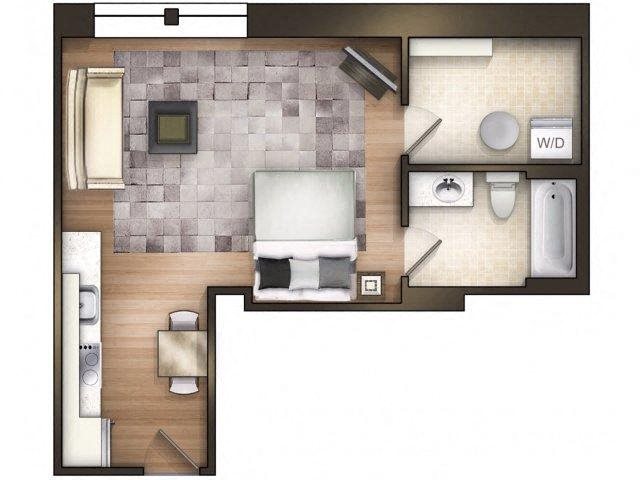 Studio 1 bathroom B Sterling Floor Plan Studio 1 bathroom B Sterling Floor Plan at The Tower, Tuscaloosa, AL