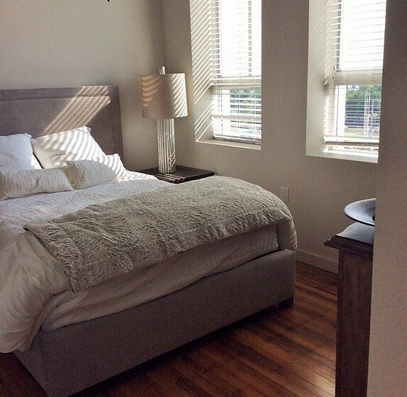 Beautiful Bright Bedroom With Wide Windows at The Tower, Tuscaloosa, AL