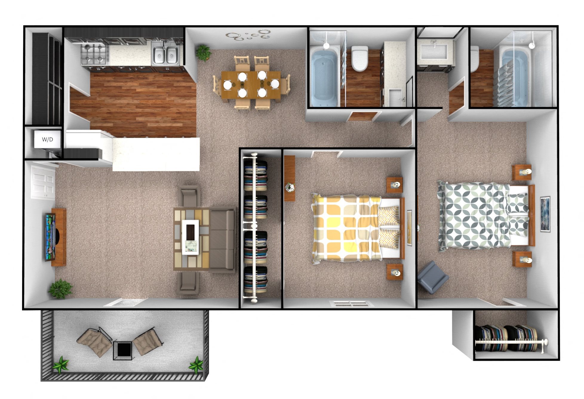 Two bed, two bath A Two bedroom two bathroom 813 sq ft