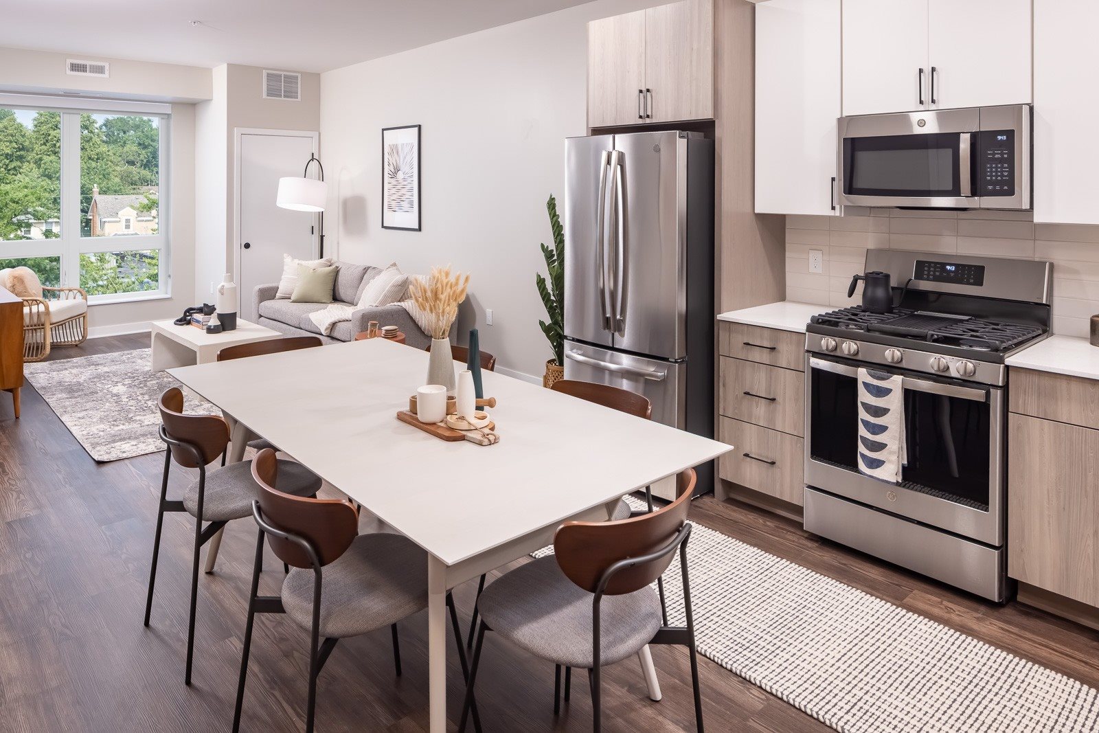 open kitchen and dining space - Noko Apartments