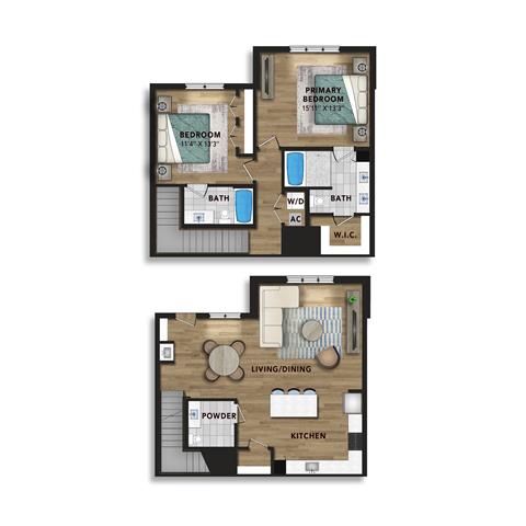 Floor plan layout diagram for 2-Story Penthouse A