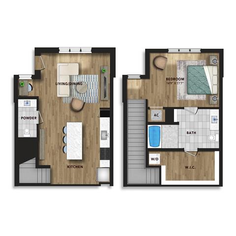 Floor plan layout diagram for 2-Story Penthouse B