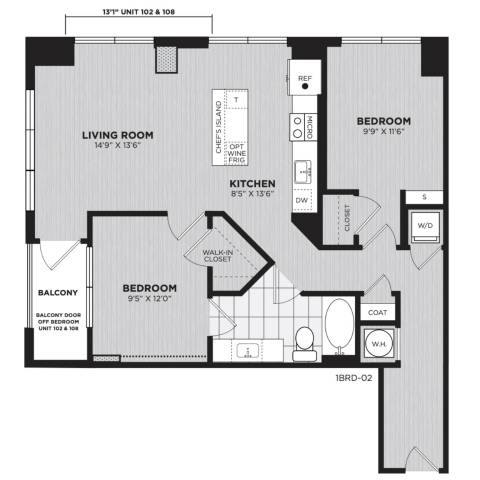 Floor plan layout diagram for B1A