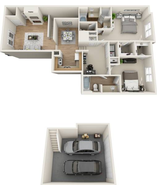 3D floor plan image for apartment 1210 at Randolph Perimeter