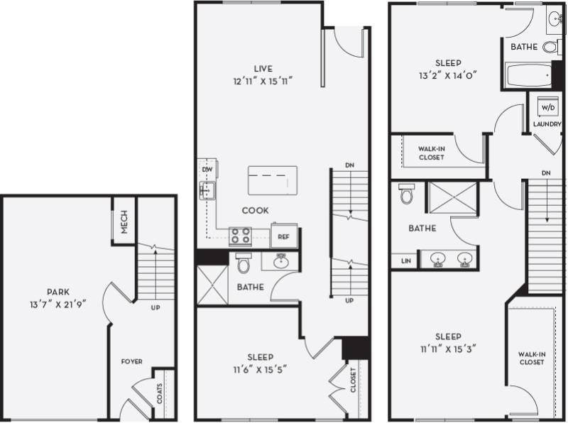 Floorplan for Apartment #3103, 3 bedroom unit at Halstead Salem Station