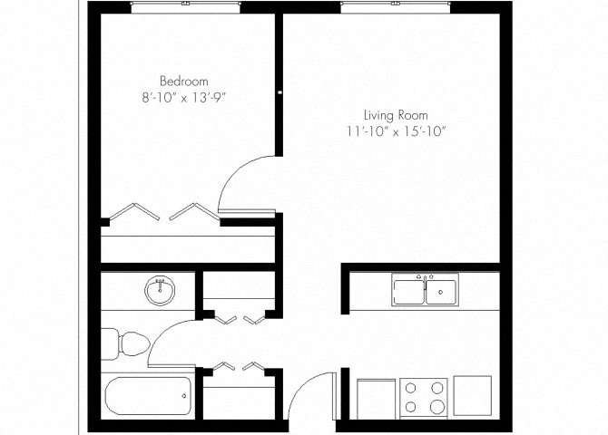1x1 small floor plan