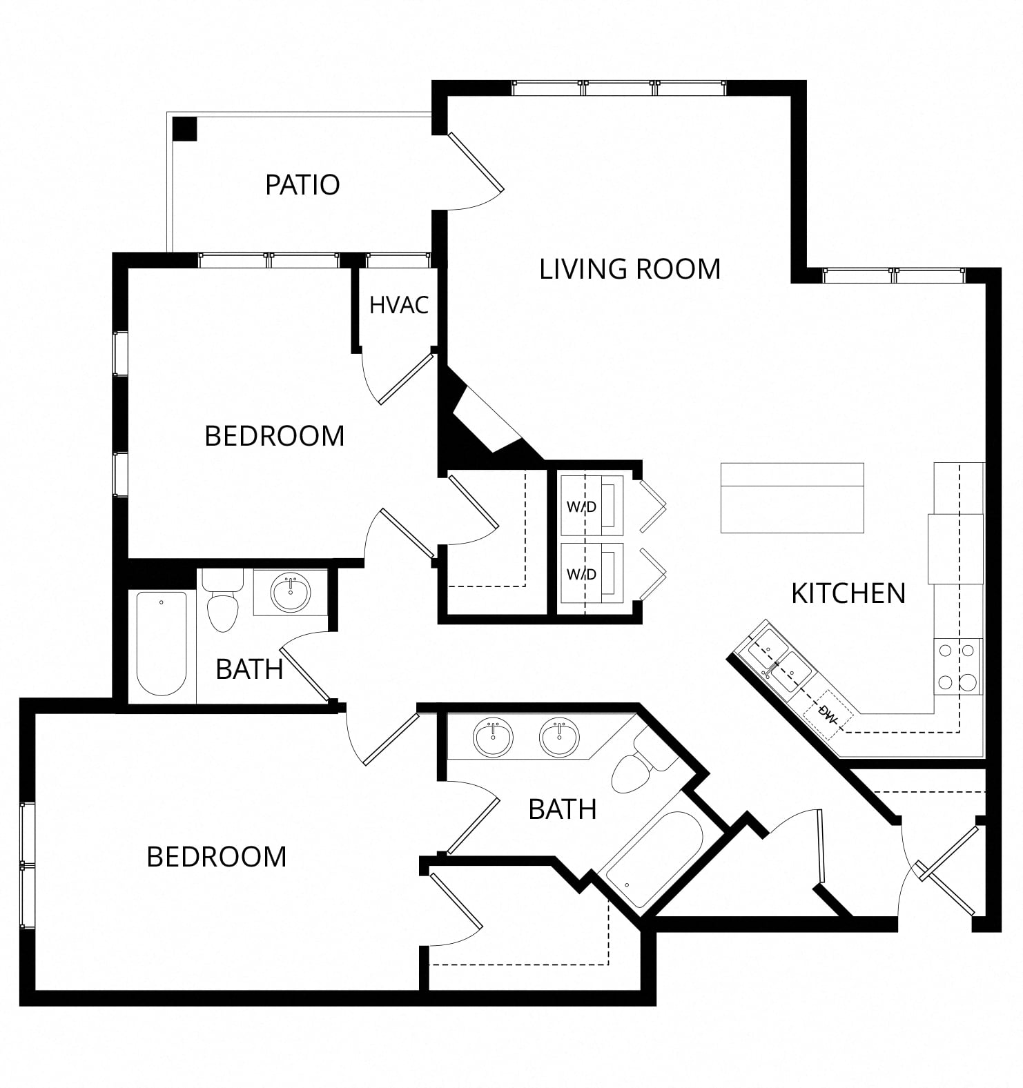 2x2 E floor plan