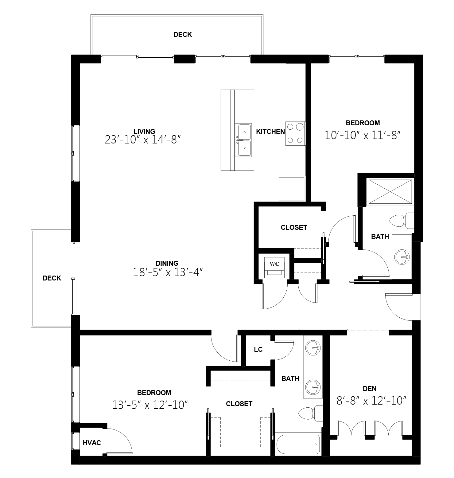 Penthouse 2 Bedroom with Den 15 floor plan