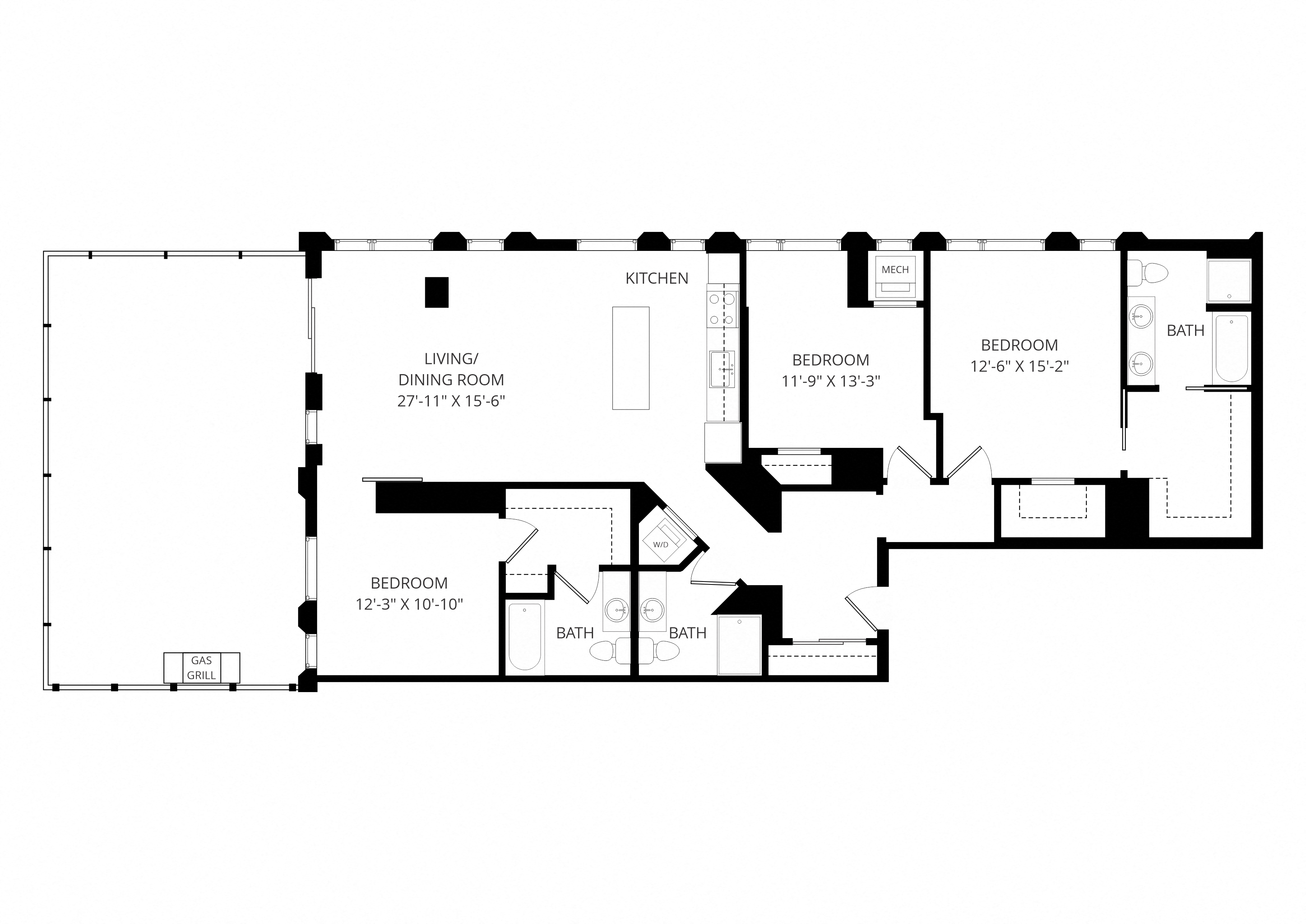 Three Bedroom - c01 floor plan