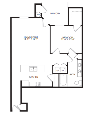 A3_OneBedroom floor plan