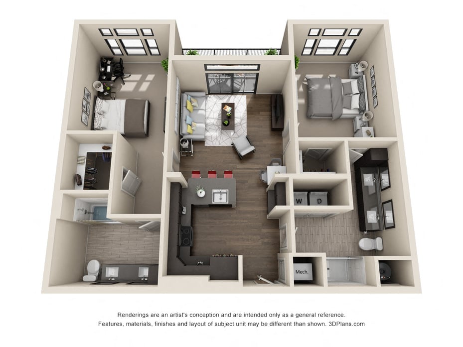B3ALTA_TwoBedroom floor plan