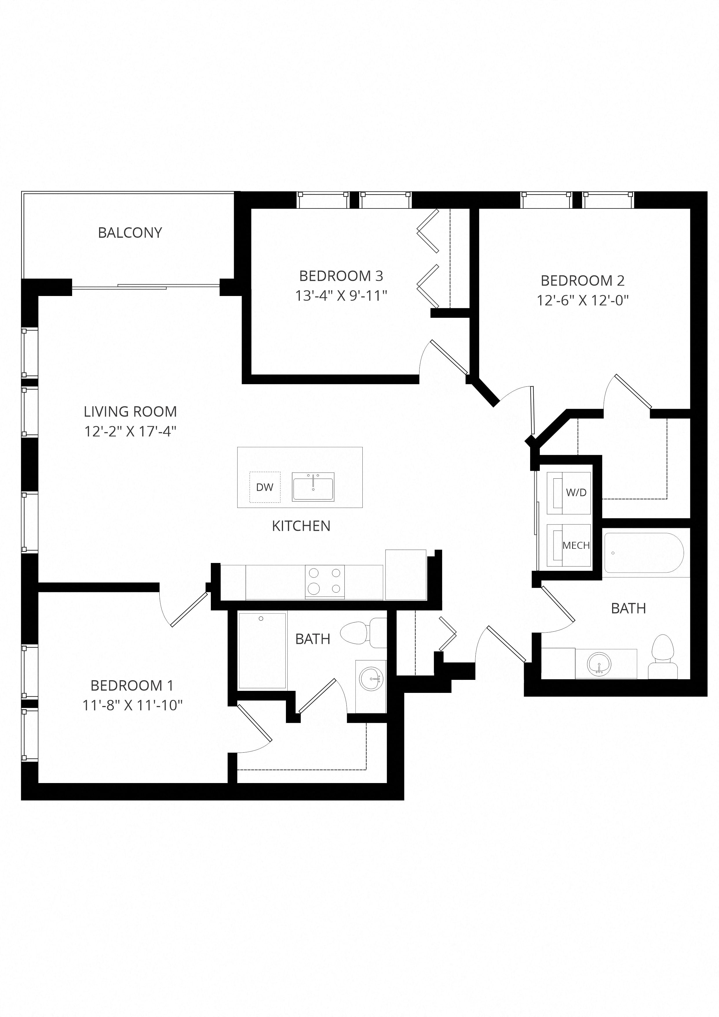 VimVigorGusto_ThreeBedroom floor plan