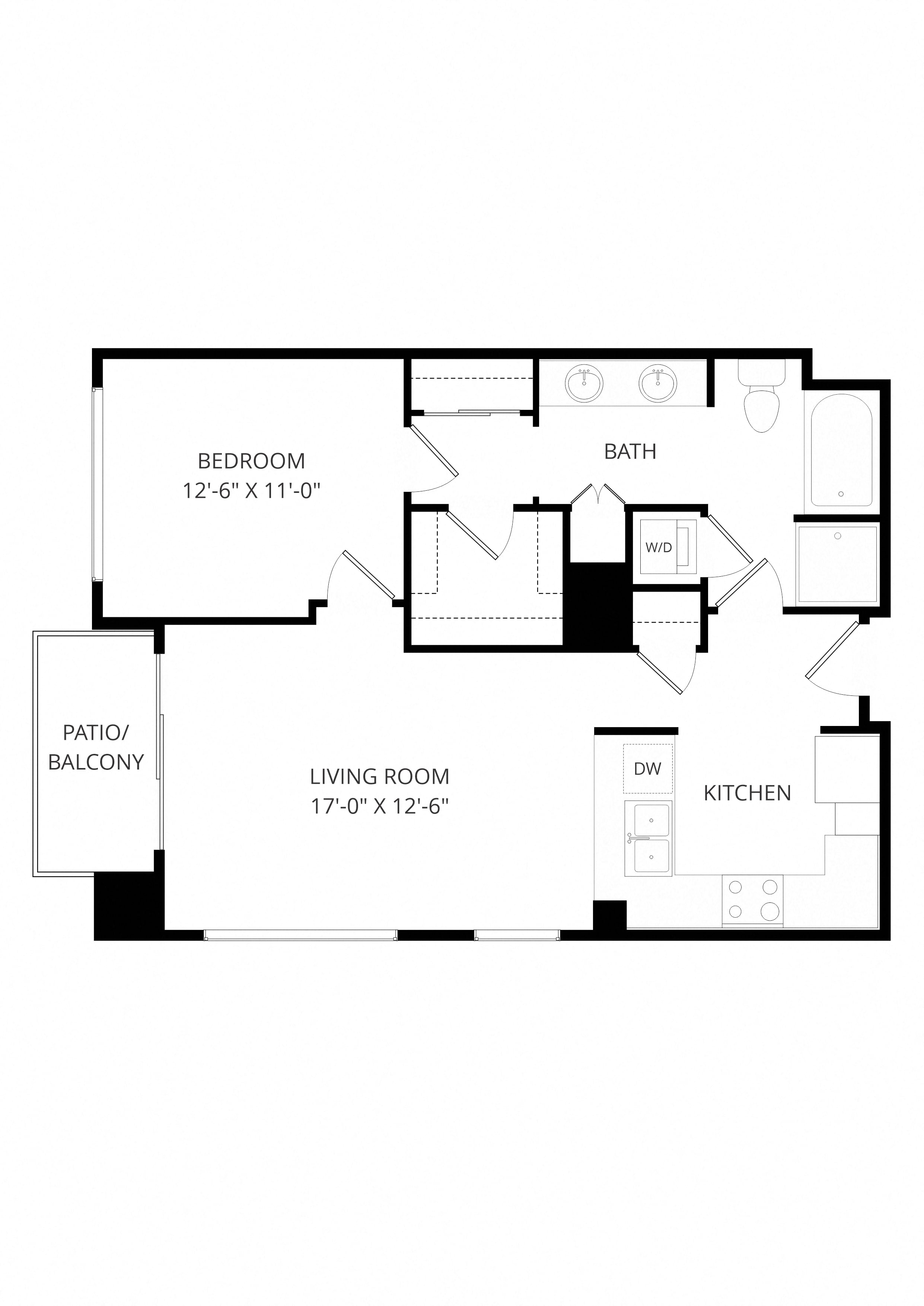 B12 1x1 floor plan