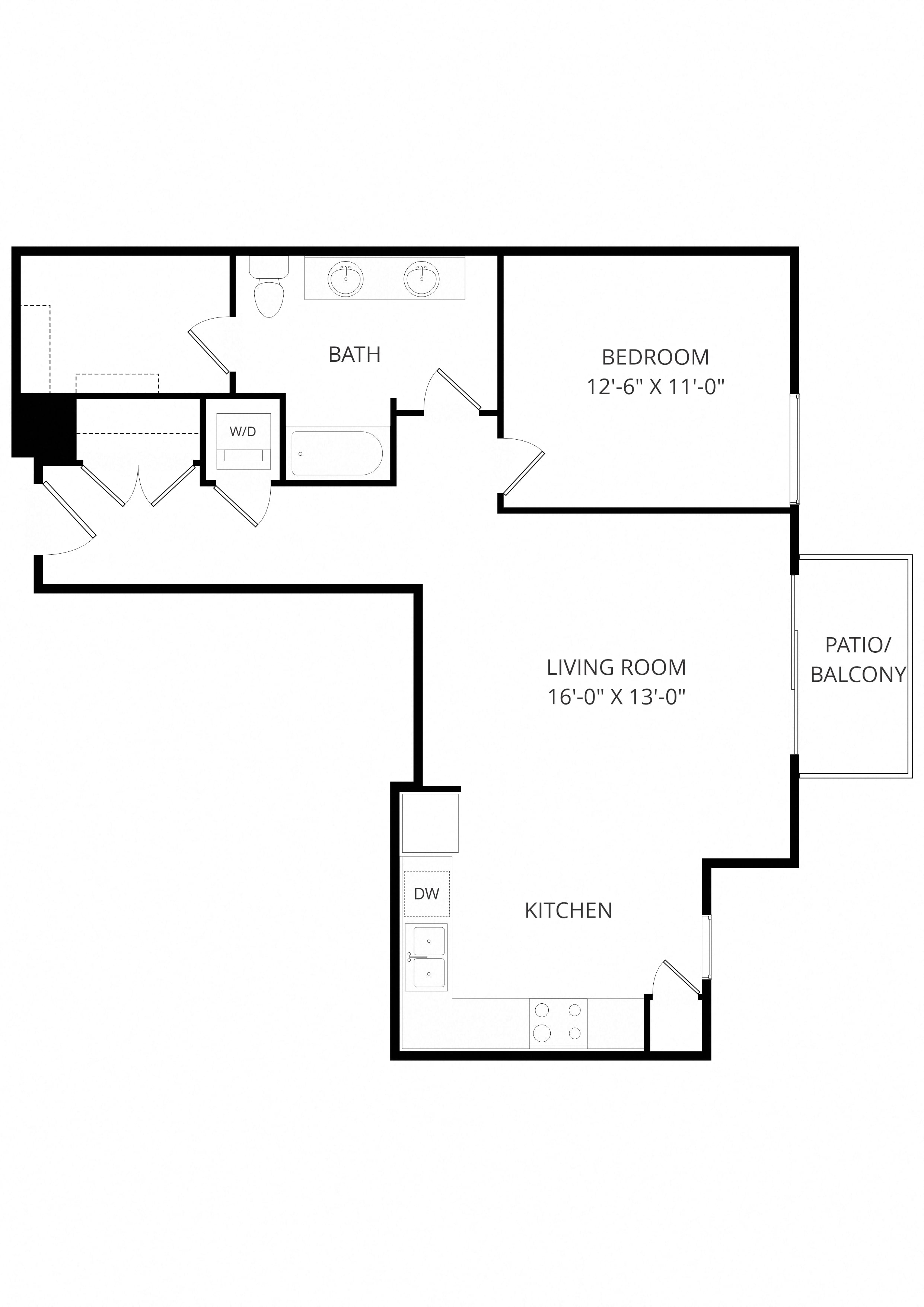 B18 1x1 floor plan