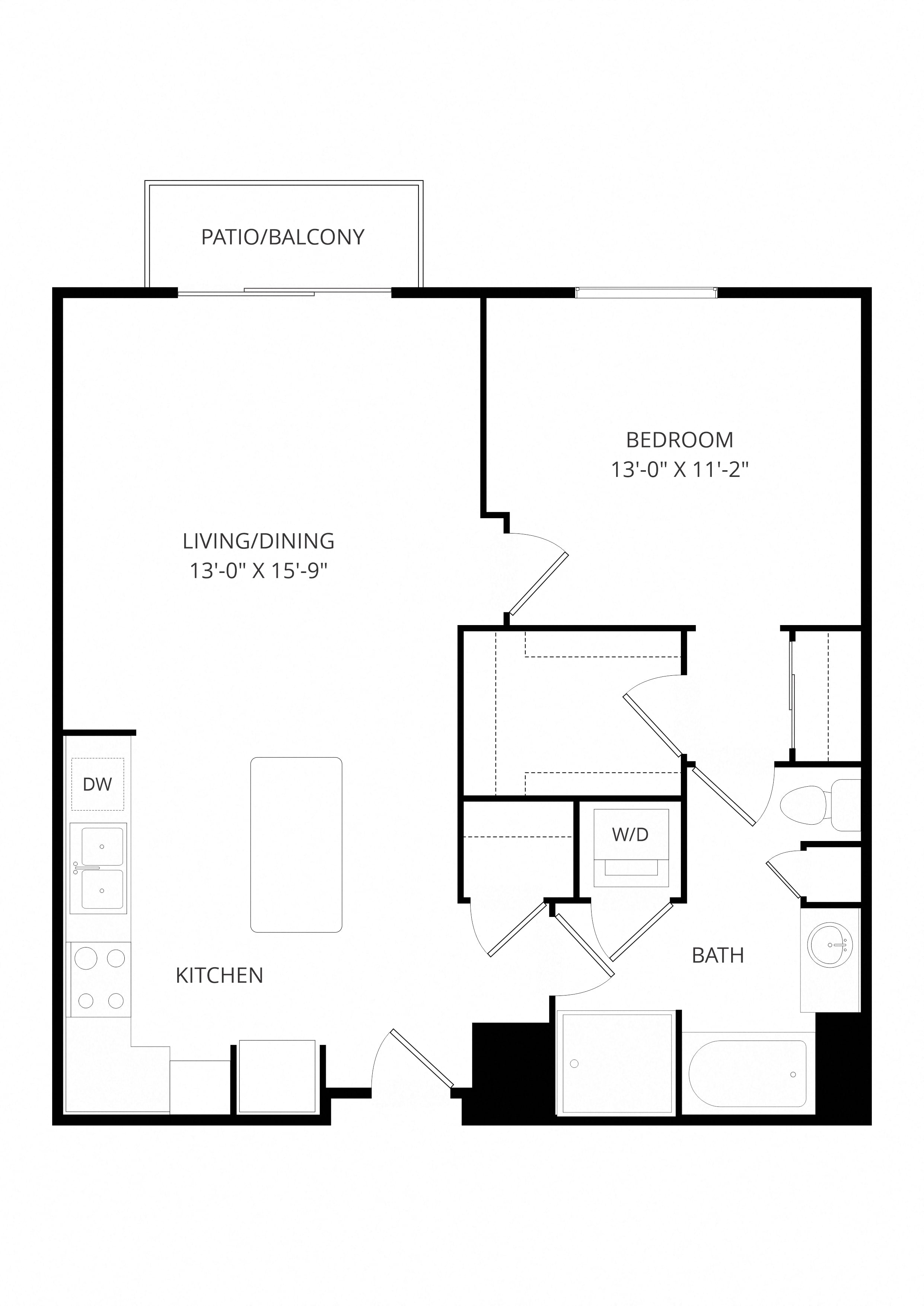 B14 1x1 floor plan