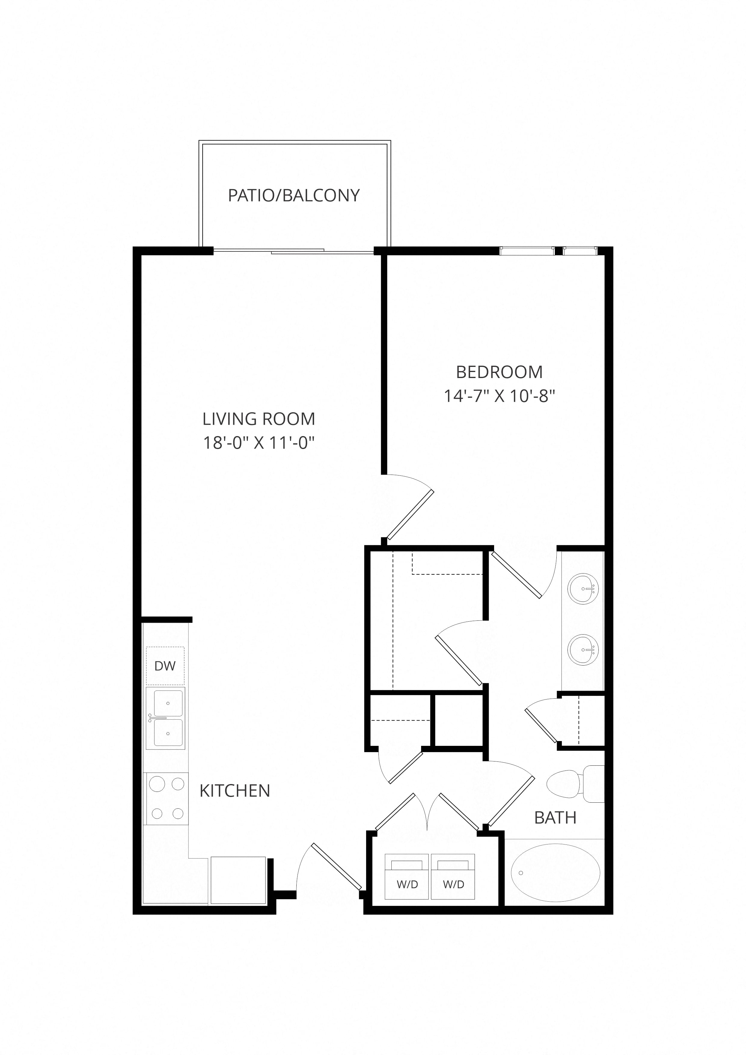 B13 1x1 floor plan