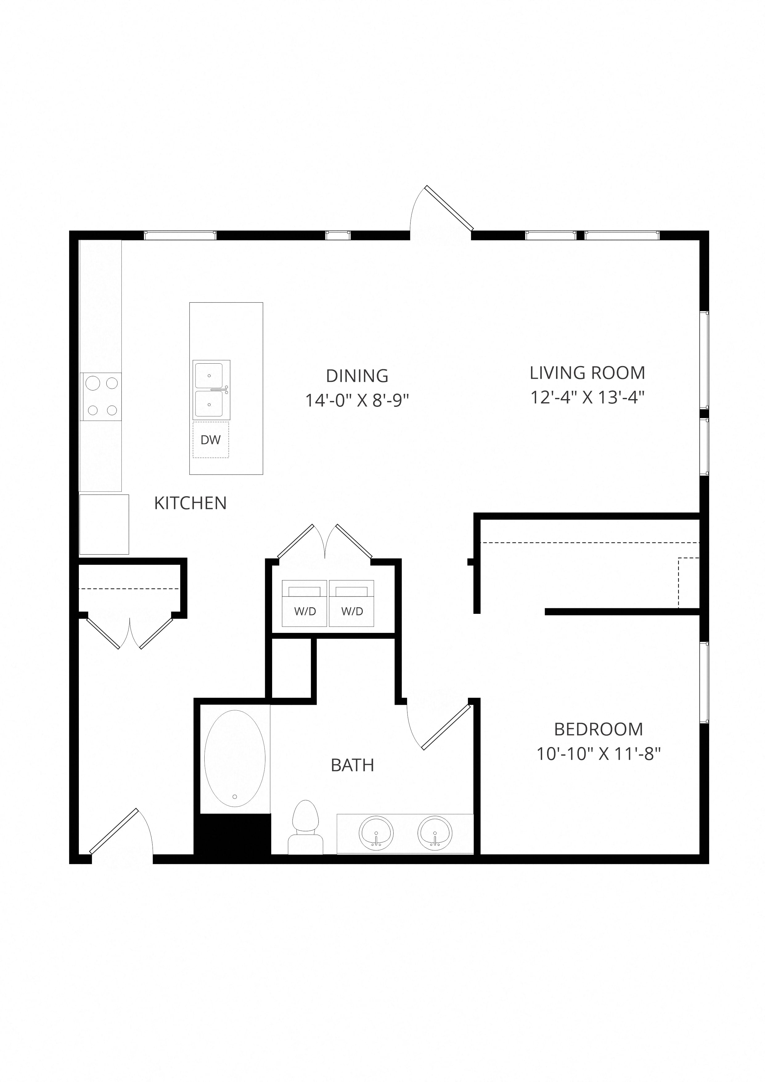 B32 1x1 floor plan
