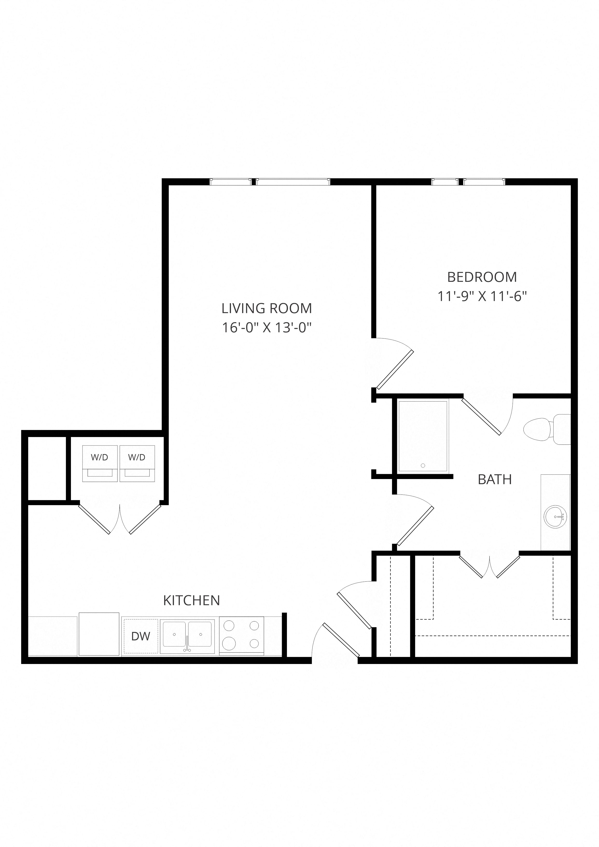 B19 1x1 floor plan