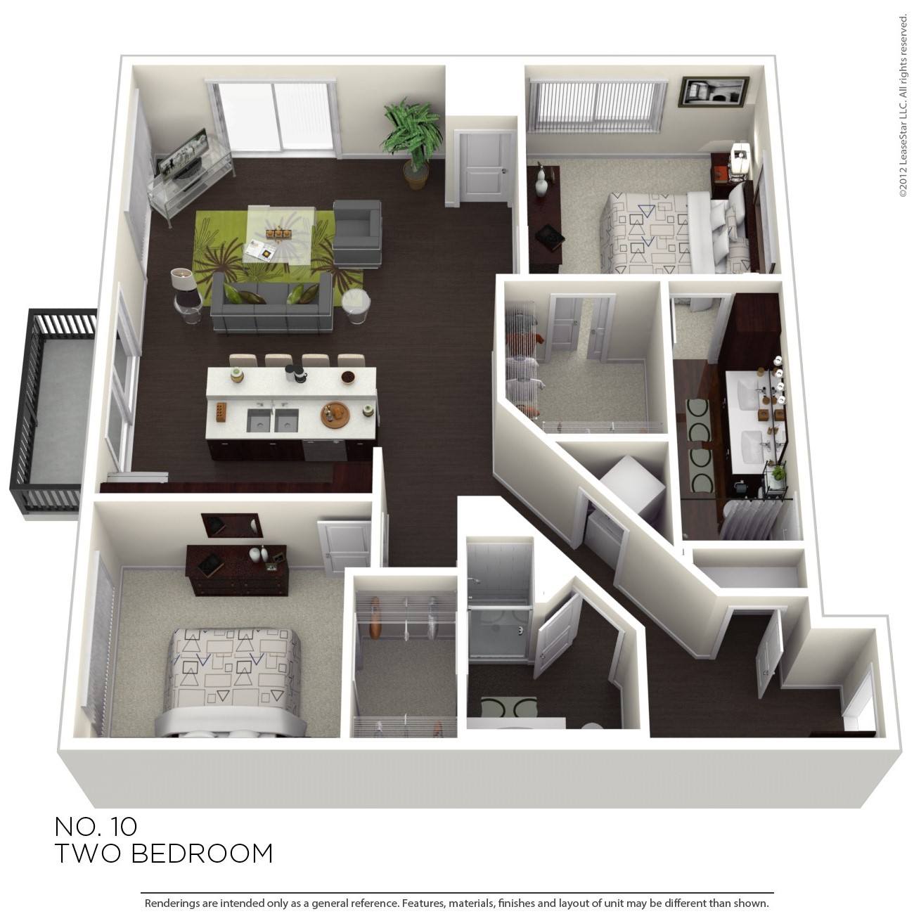 Two Bedroom 10 floor plan