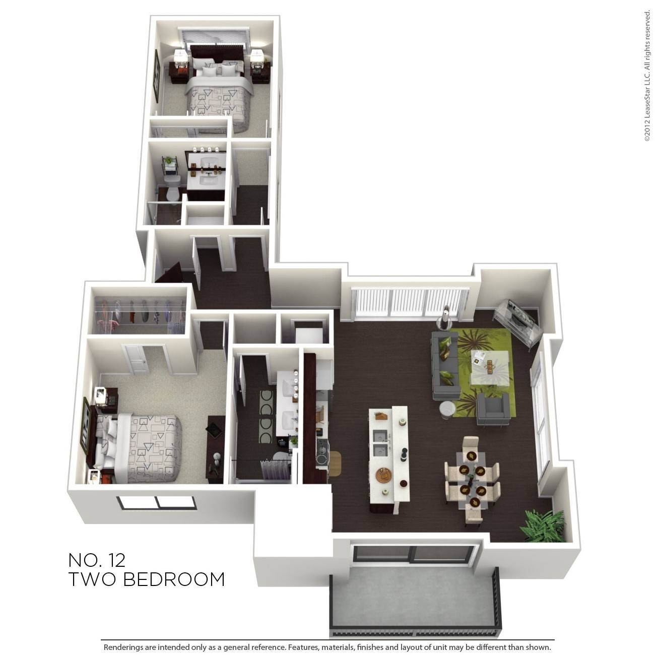 Washington Tower 2 Bedroom 12 floor plan