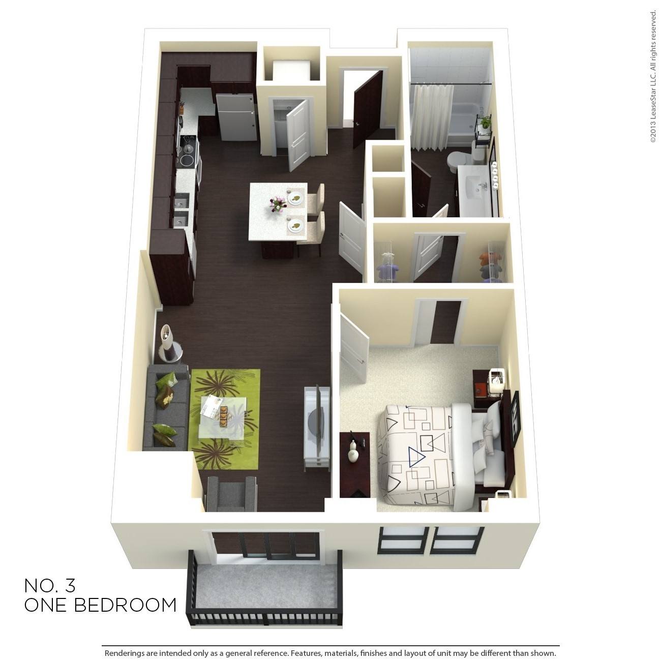 One Bedroom 3 floor plan