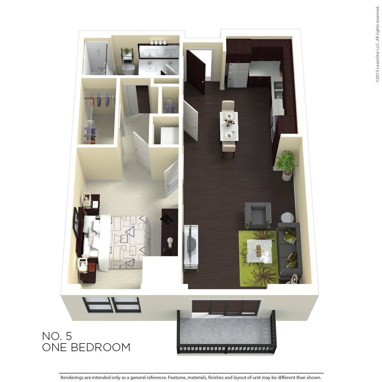 One Bedroom 5 floor plan
