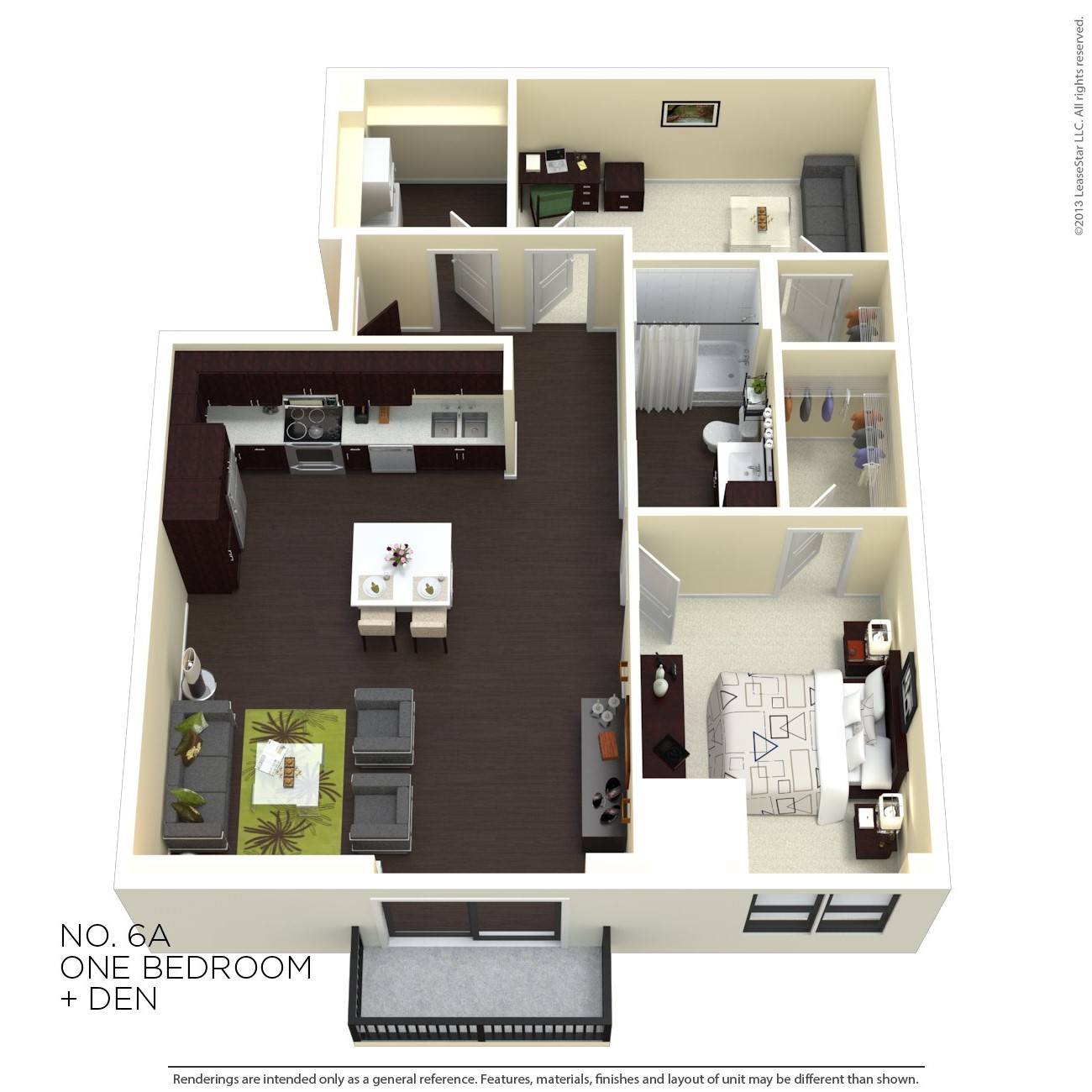 One Bedroom with Den 6A floor plan