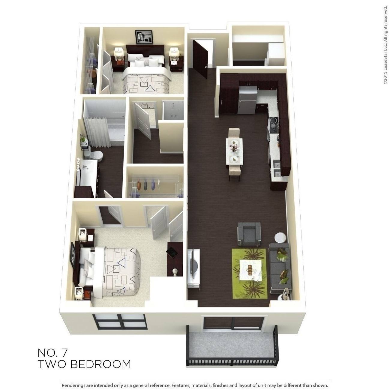 Two Bedroom 7 floor plan