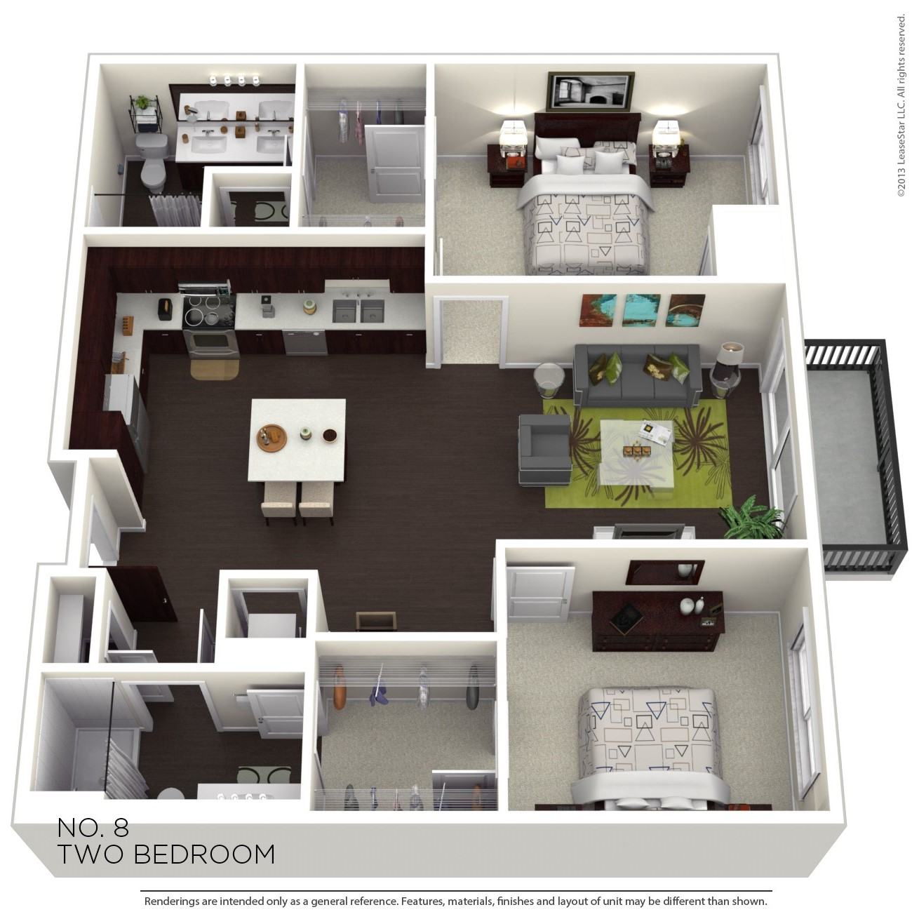 Two Bedroom 8 floor plan