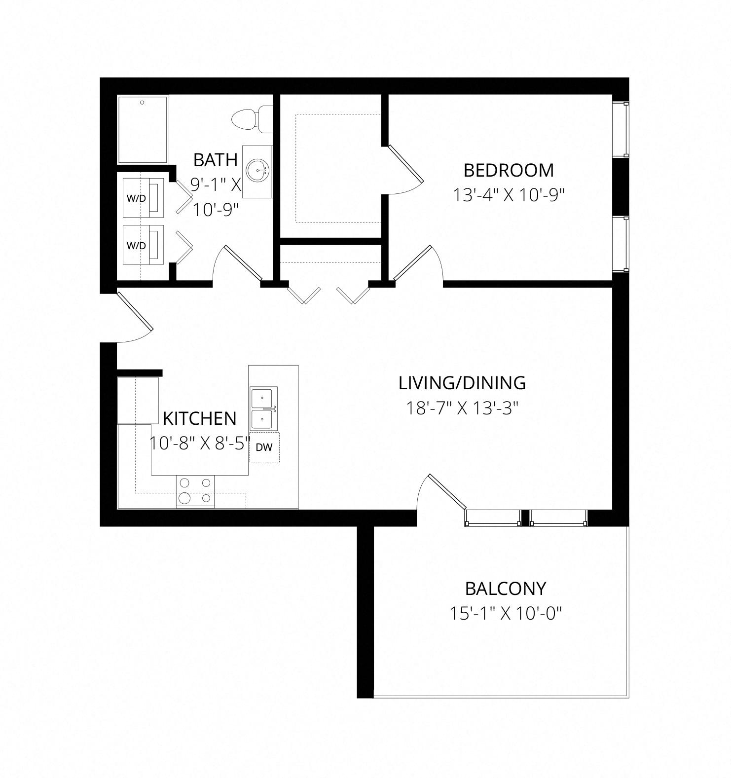Plan 5 1x1 floor plan