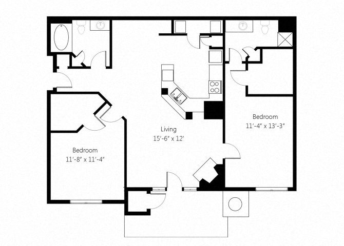 Lincoln B2 2bed 2bath floor plan
